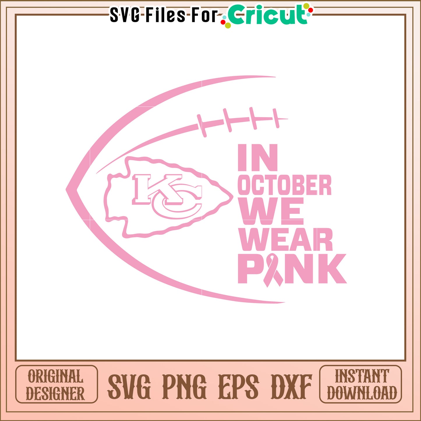 Pink October Football SVG Design for Awareness Campaign