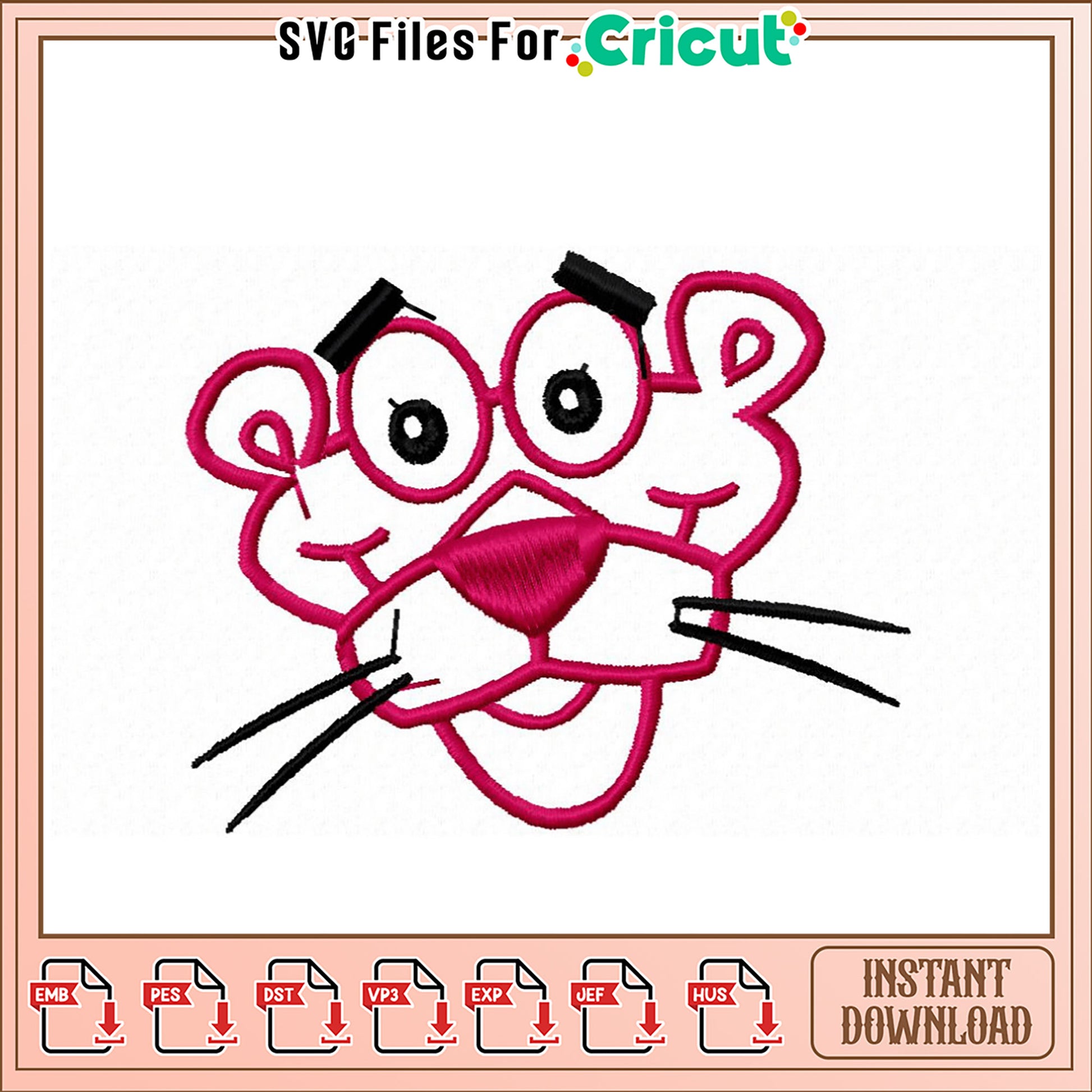 Pink Panther Embroidery Design Instant Download
