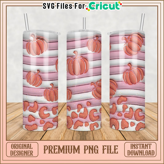 Pink Pumpkin Tumbler PNG Design