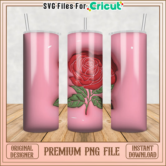Pink Rose Tumbler PNG Design