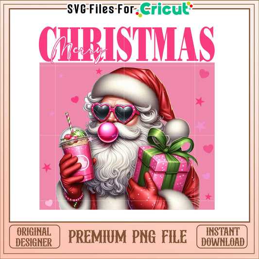 Pink Santa Christmas PNG Image
