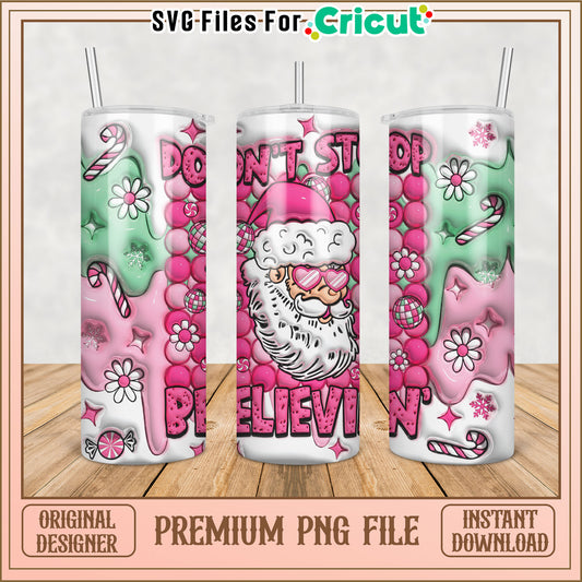 Pink Santa Christmas Tumbler PNG