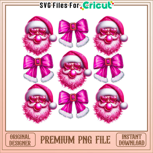 Pink Santa PNG Christmas Clipart Bow