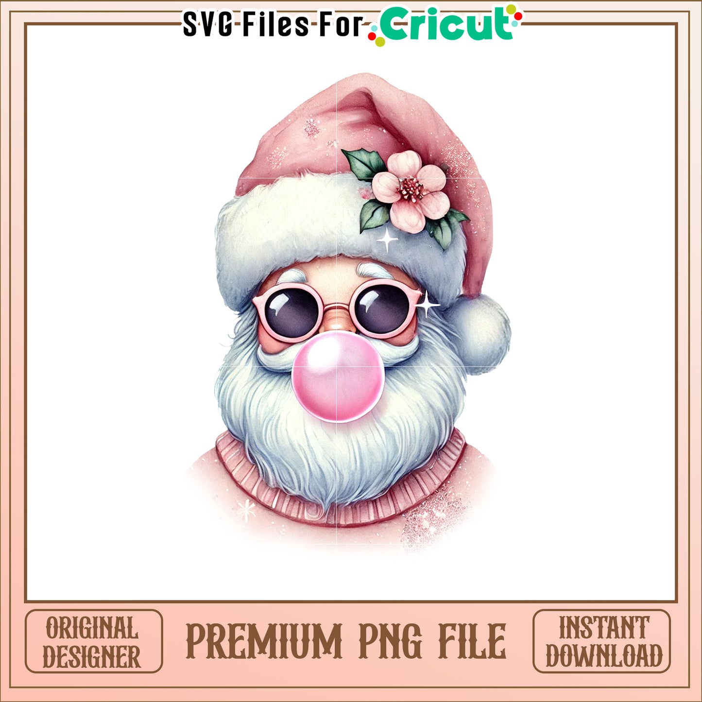 Pink Santa PNG Cute Christmas Clipart