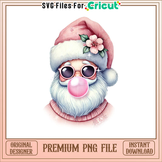 Pink Santa PNG Cute Christmas Clipart