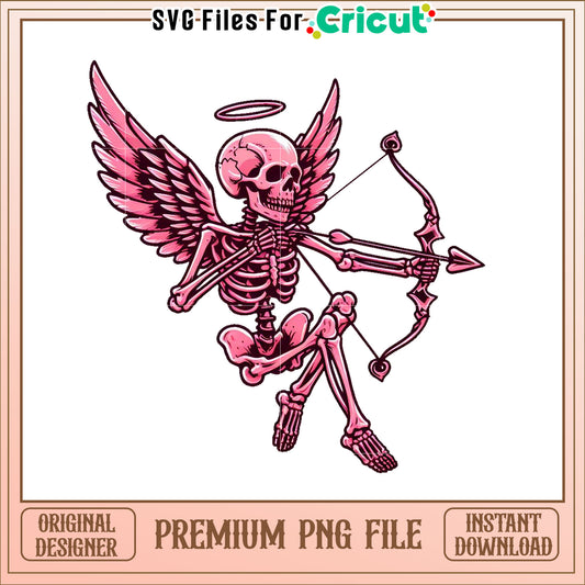 Pink Skeleton Angel with Axe and Wings PNG Image for Download