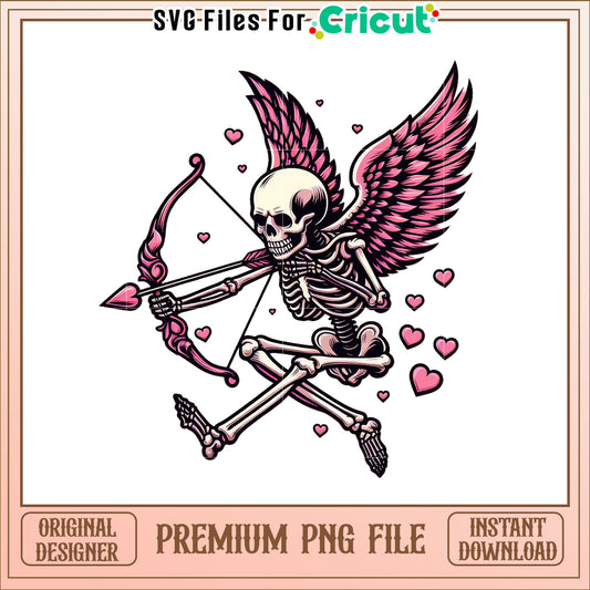 Pink Skeleton Cupid PNG Image