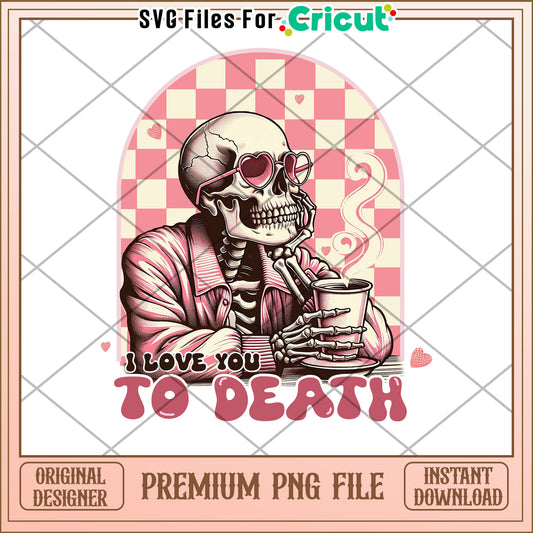 Pink Skull Coffee PNG Design