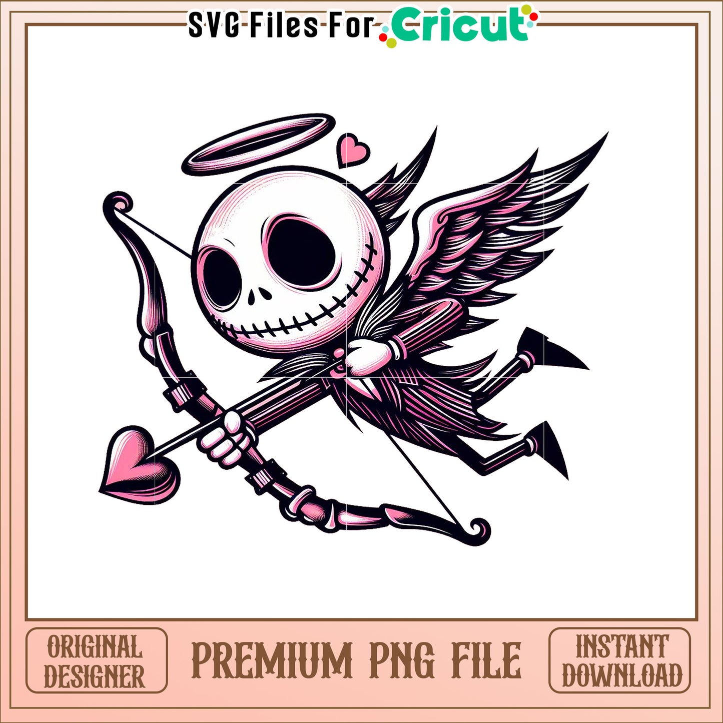Pink Skull Cupid PNG Image