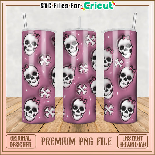 Pink Skull Tumbler PNG Design