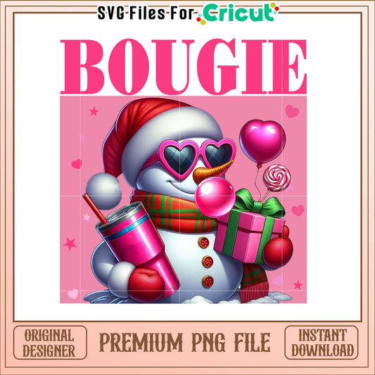 Pink Snowman PNG Christmas Clipart
