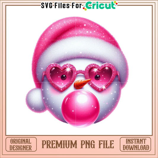 Pink Snowman PNG Cute Christmas Clipart
