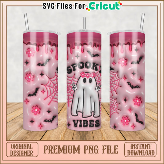 Pink Spooky Ghost Tumbler PNG