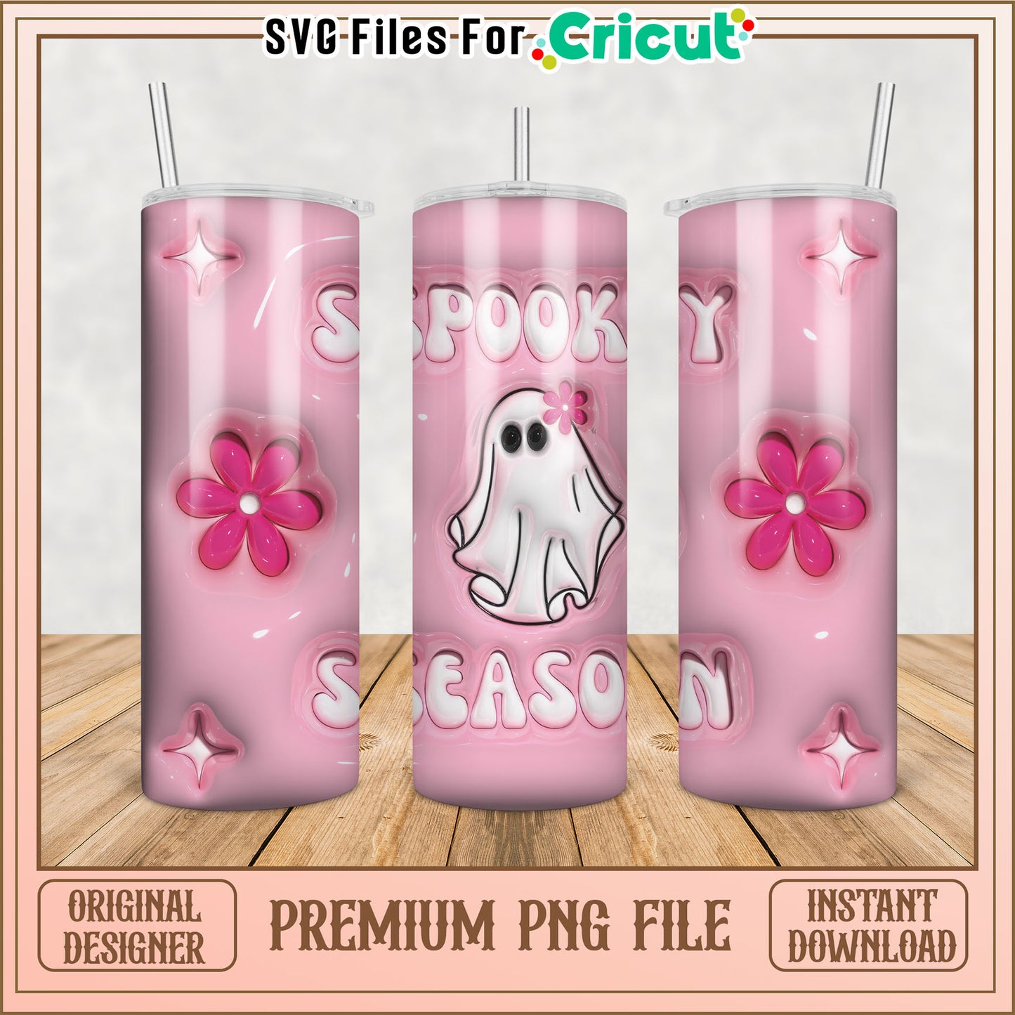 Pink Spooky Season Tumbler PNG