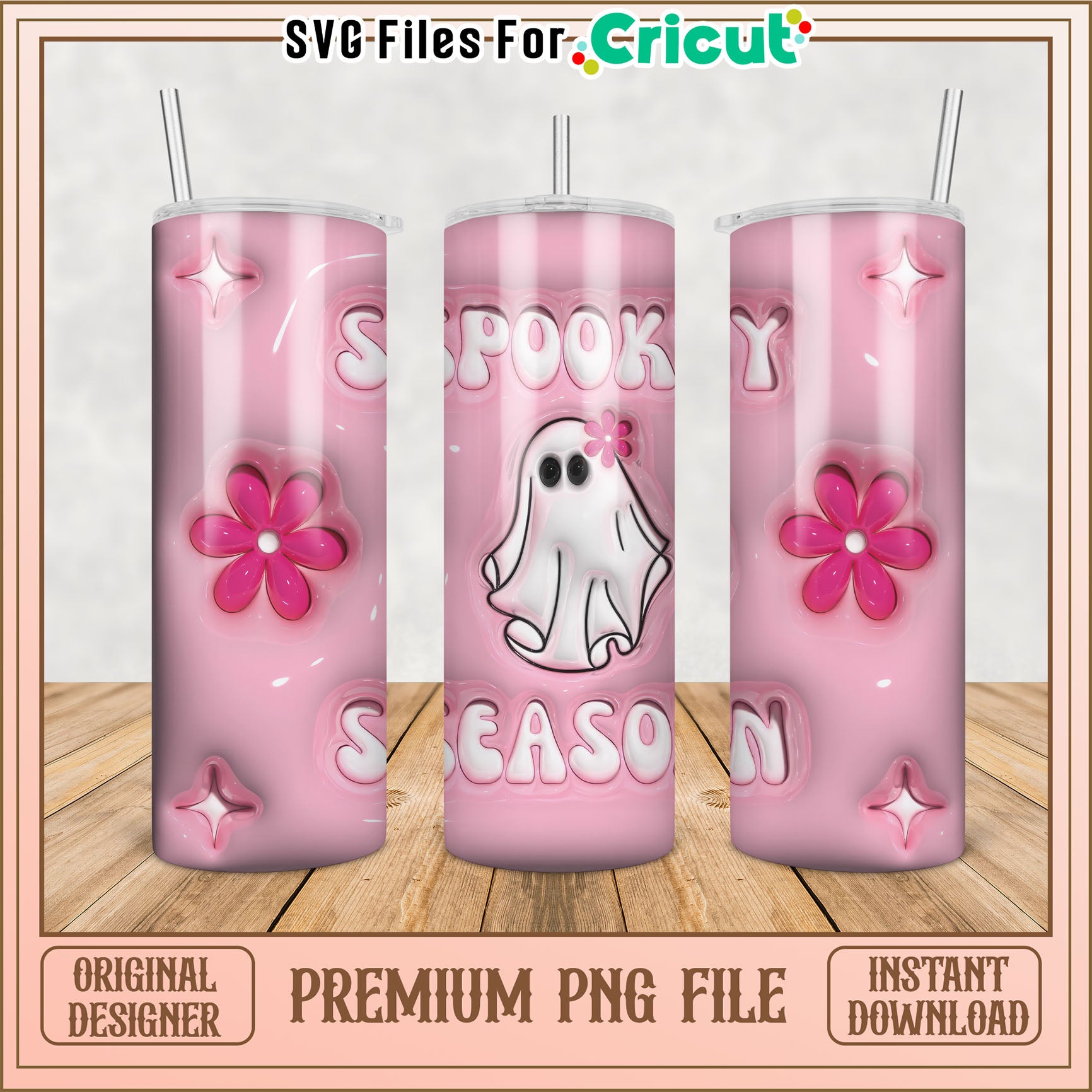 Pink Spooky Season Tumbler PNG