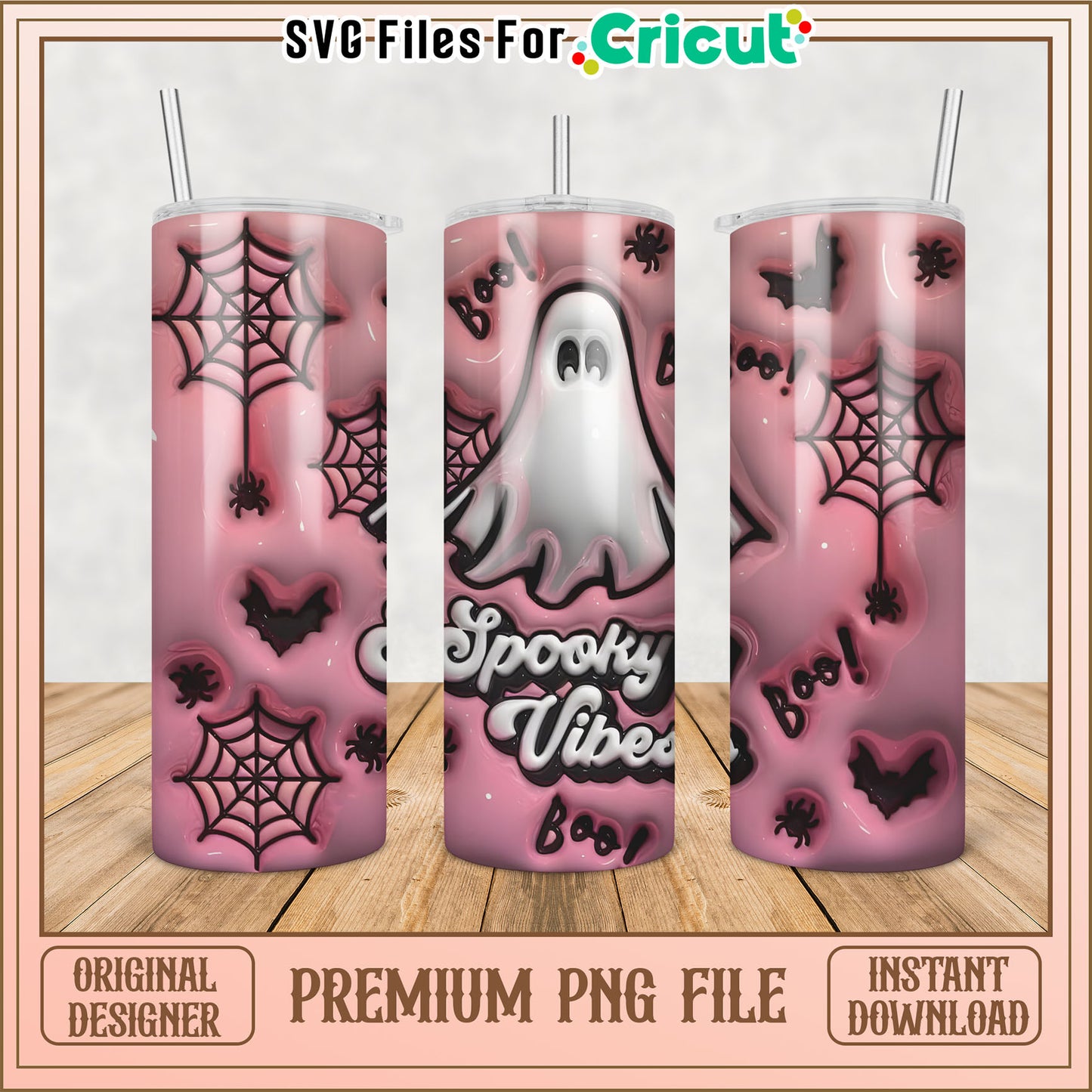 Pink Spooky Vibes Tumbler PNG