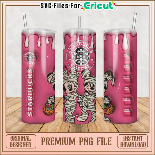 Pink Starbucks Mummy Tumbler PNG
