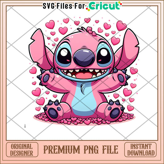 Pink Stitch PNG Valentines Day Sublimation