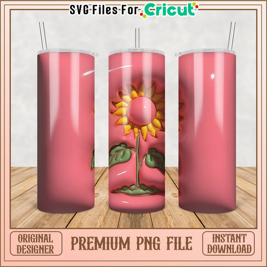 Pink Sunflower Tumbler PNG Design