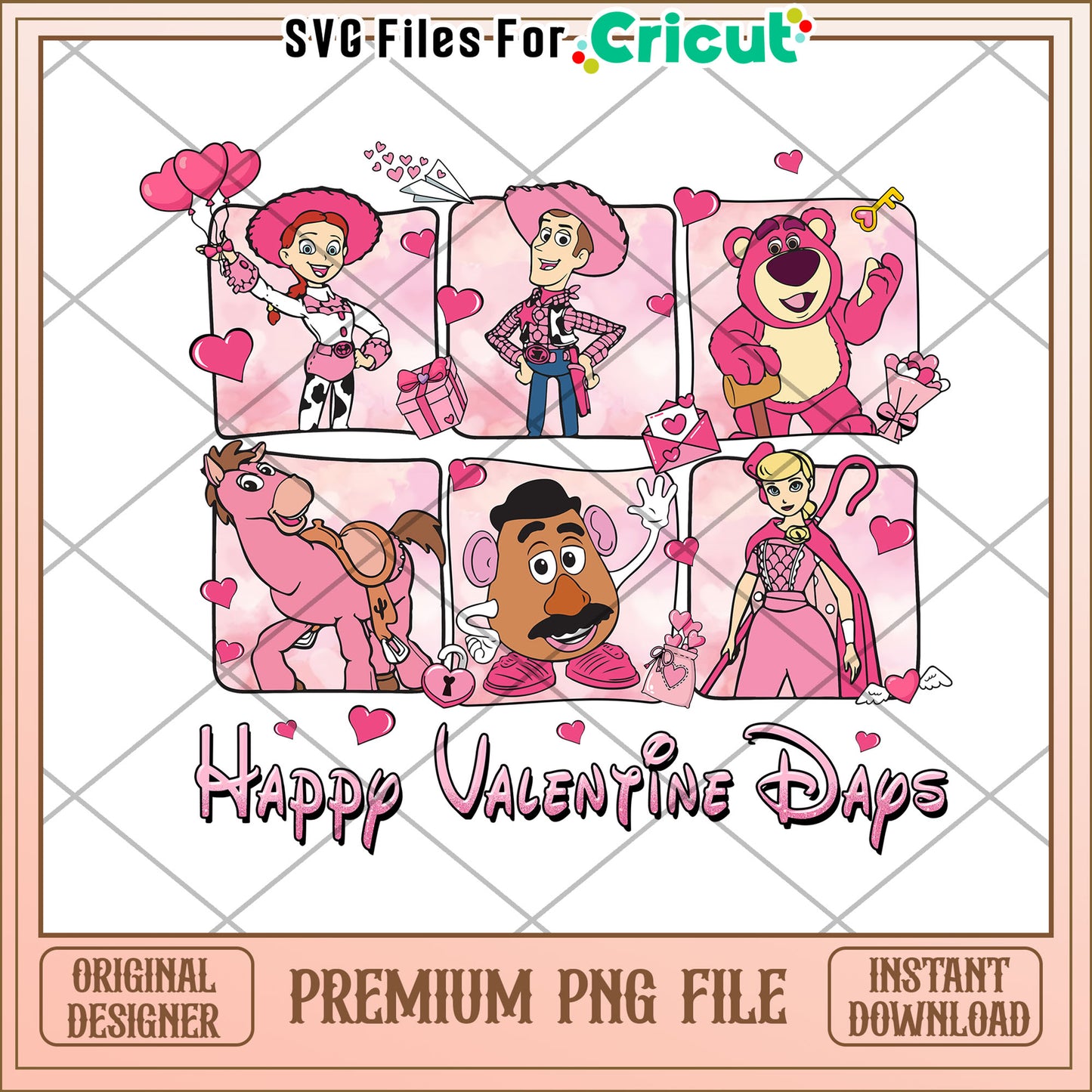 Pink Toy Story Valentines PNG