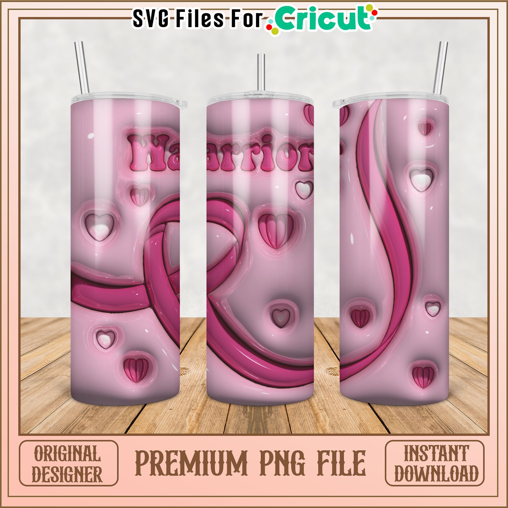 Pink Warrior Tumbler PNG Design Download