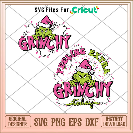 Pink Grinchmas Feeling Extra Grinchy Today SVG, grinchy svg