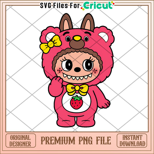 Pink bear labubu png, labubu candy png, pop mart labubu dolls​​ png