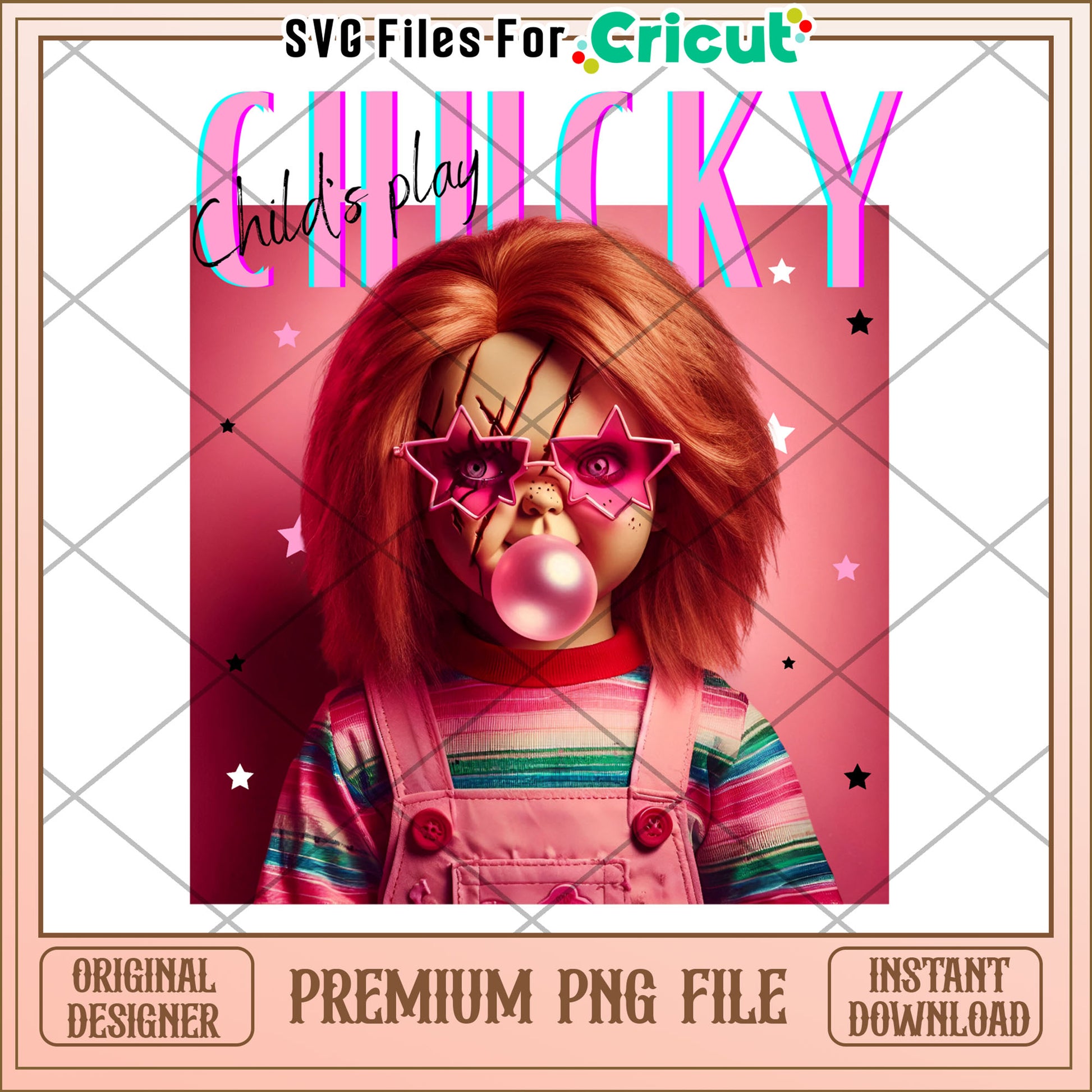Pink chucky png, trick or treat png, halloween wallpaper​ png