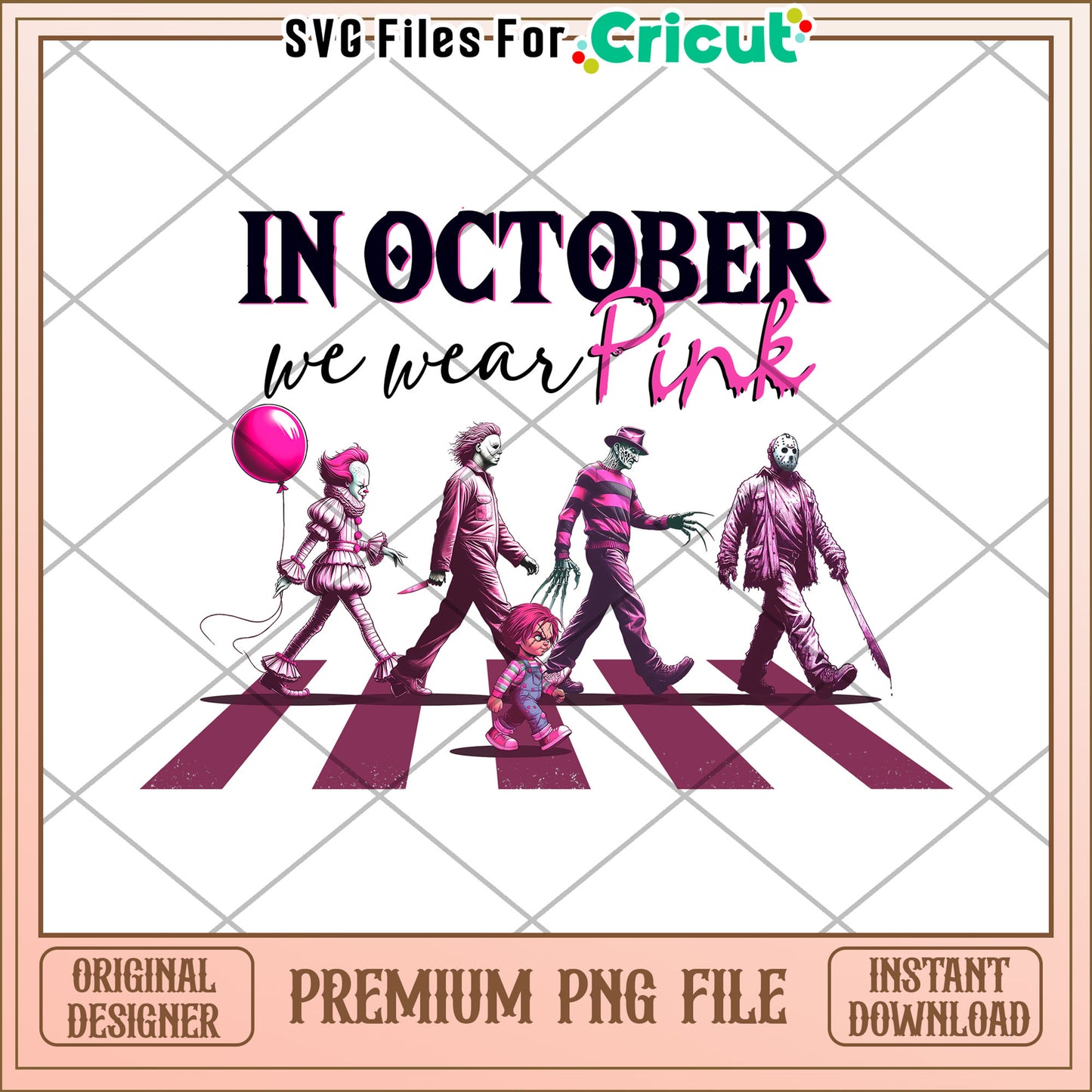 Pink design of killers png, halloween jokes​ png, halloween drawings​ png