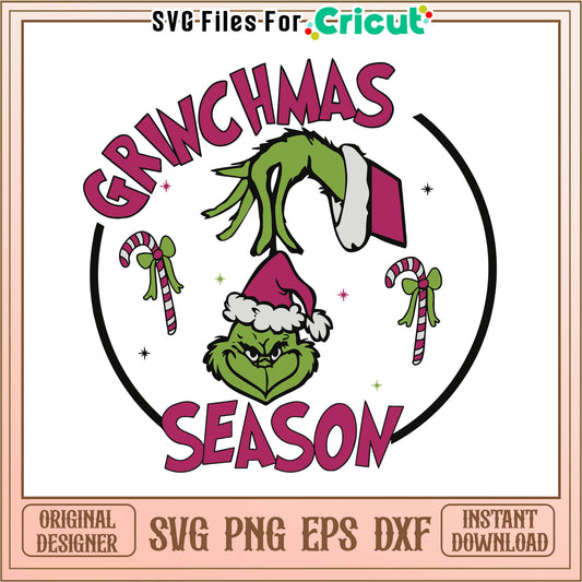 Pink grinchmas season cartoon svg, grinch on disney plus​ svg