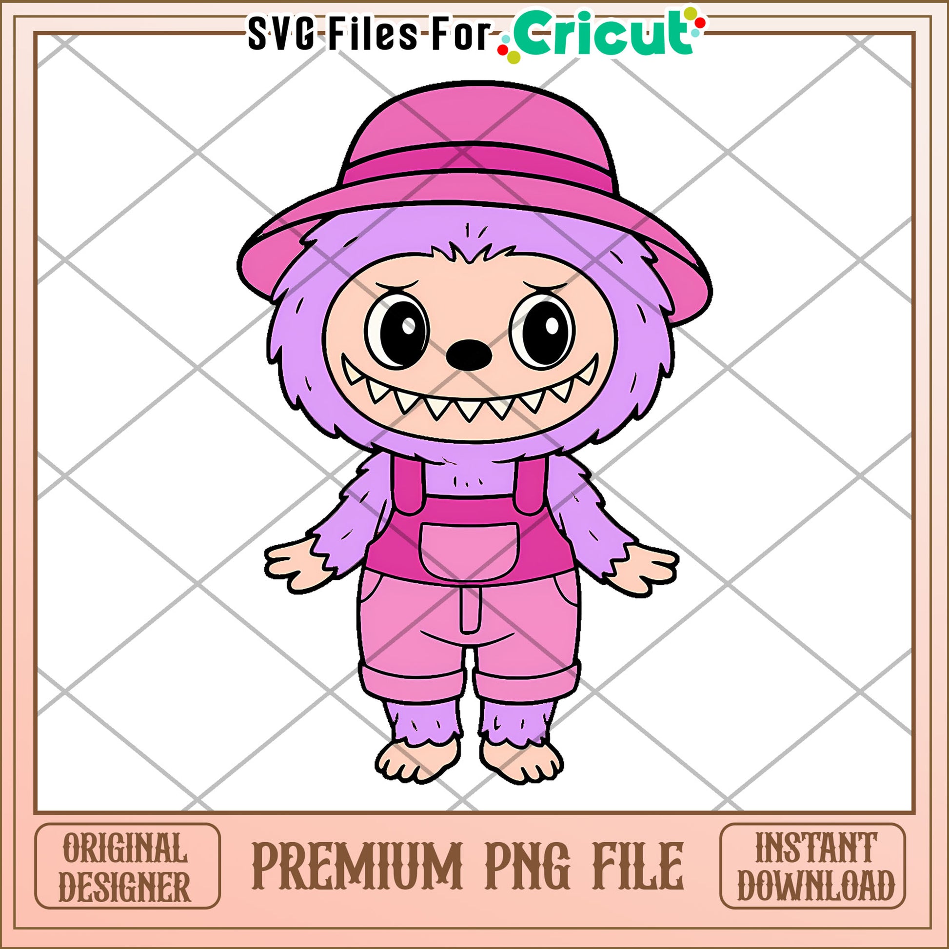 Pink hat and pink labubu png, lovely labubu​ png, halloween art​​​ png