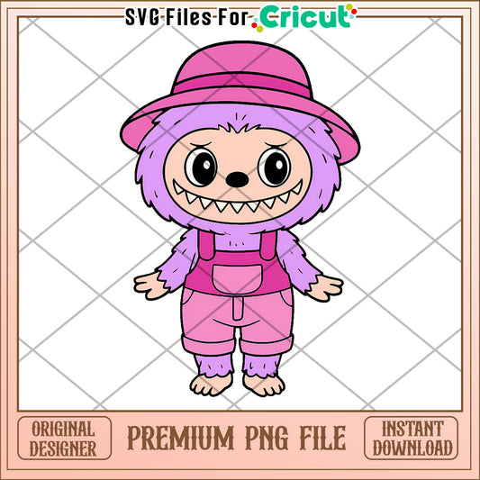 Pink hat and pink labubu png, lovely labubu​ png, halloween art​​​ png