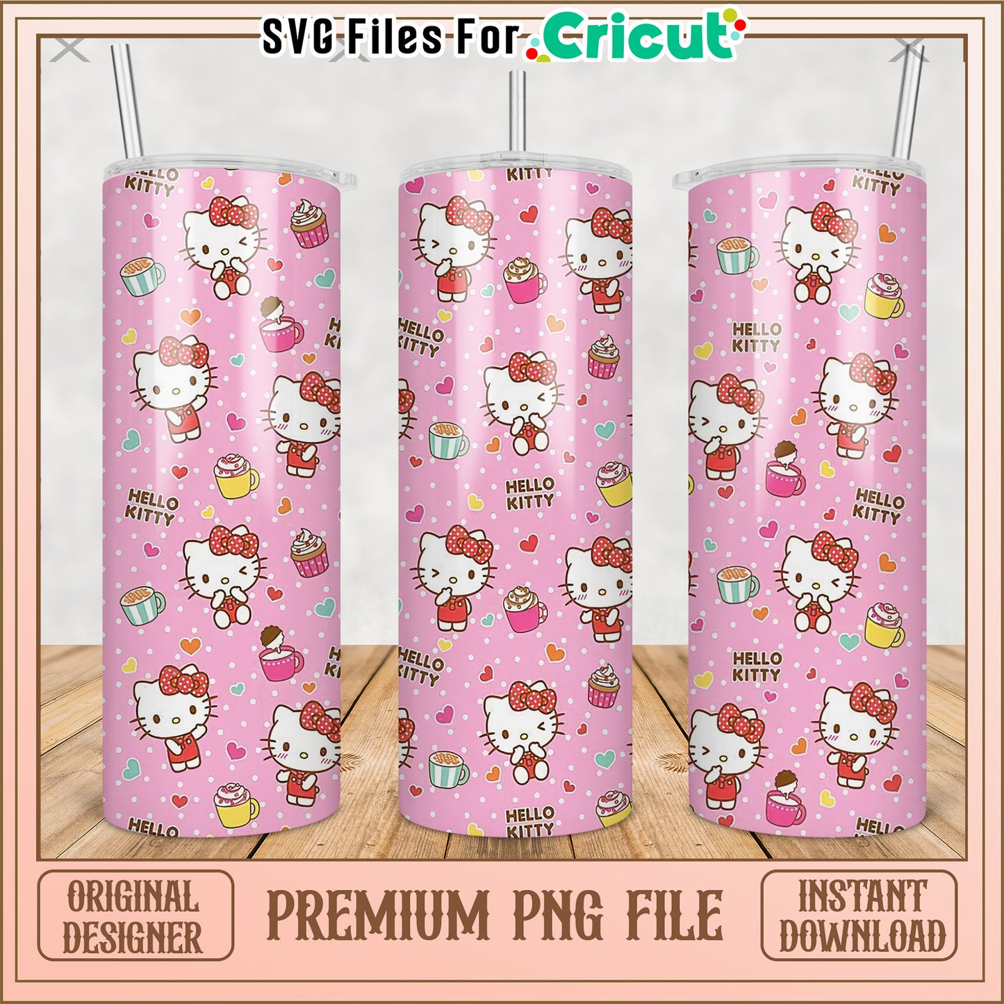 Pink hello kitty tumbler png, cute cartoon png, hello kitty​ png