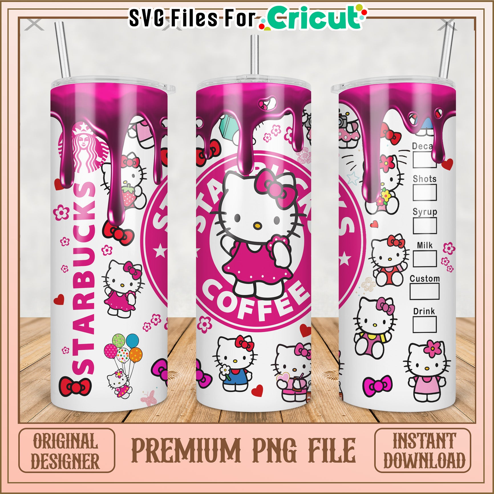 Pink hello kitty tumbler png, lovely cartoon png, hello kitty cute png