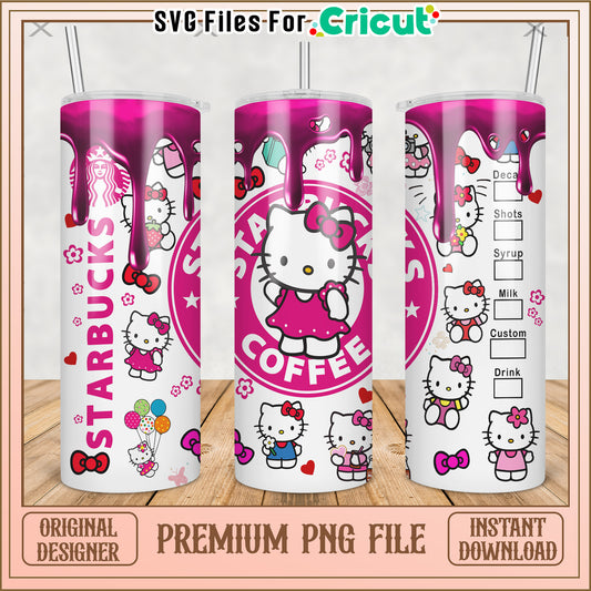 Pink hello kitty tumbler png, lovely cartoon png, hello kitty cute png