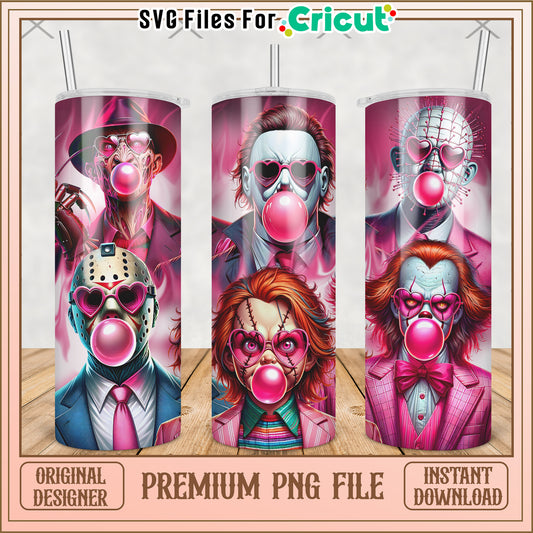 Pink killers tumbler design png, horror movie png, halloween tumbler png