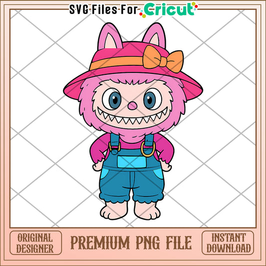 Pink labubu and pink hat design png, labubu cartoon png, labubu characters​​ png