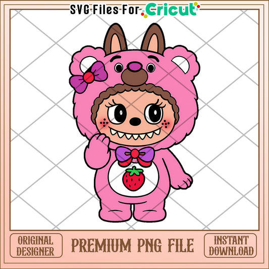 Pink labubu bear design png, labubu candy png, pop mart labubu dolls​​ png