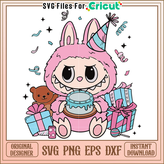 Pink labubu birthday svg, trending quotes svg, funny quotes svg