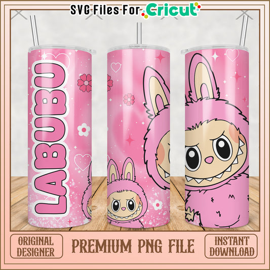 Pink labubu character tumbler png, labubu clothes​ png, labubu clothes​​ png