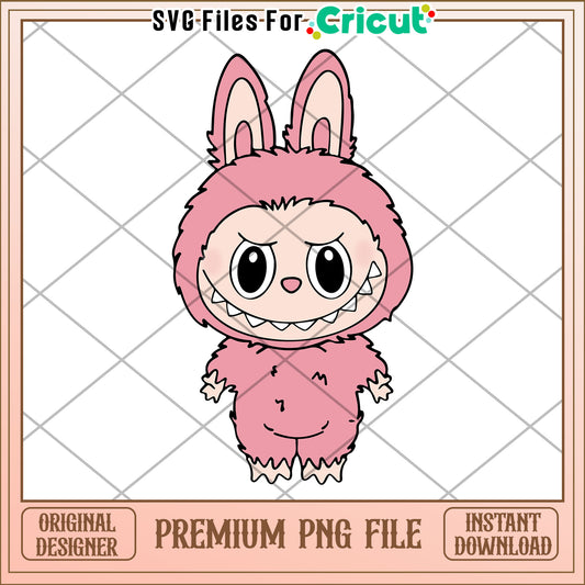 Pink labubu cute design png, labubu png, have a seat labubu​ png