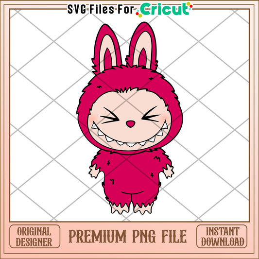 Pink labubu design png, labubu keychain png, independence doll png