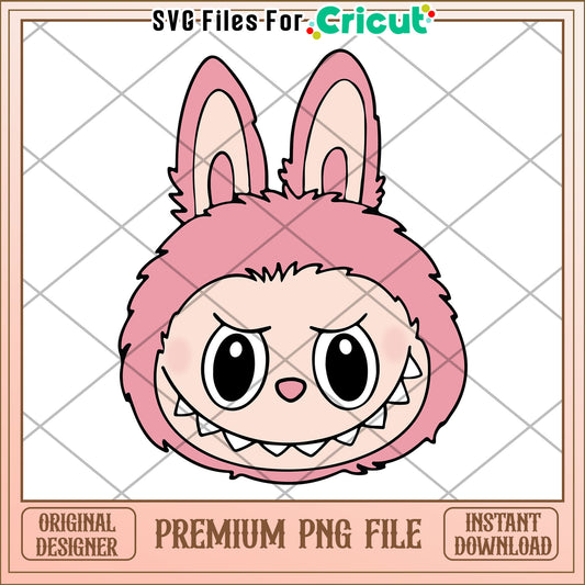 Pink labubu head png, labubu png, have a seat labubu​ png