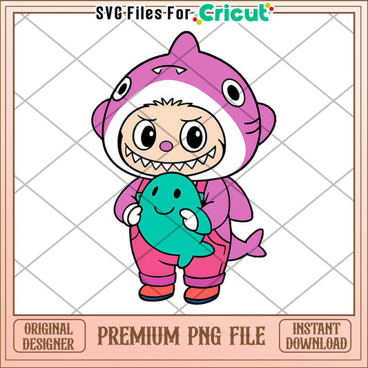 Pink labubu shark png, labubu cartoon png, labubu characters​​ png