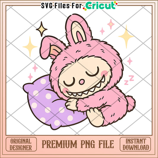 Pink labubu sleeping png, labubu clothes​ png, labubu price​ png