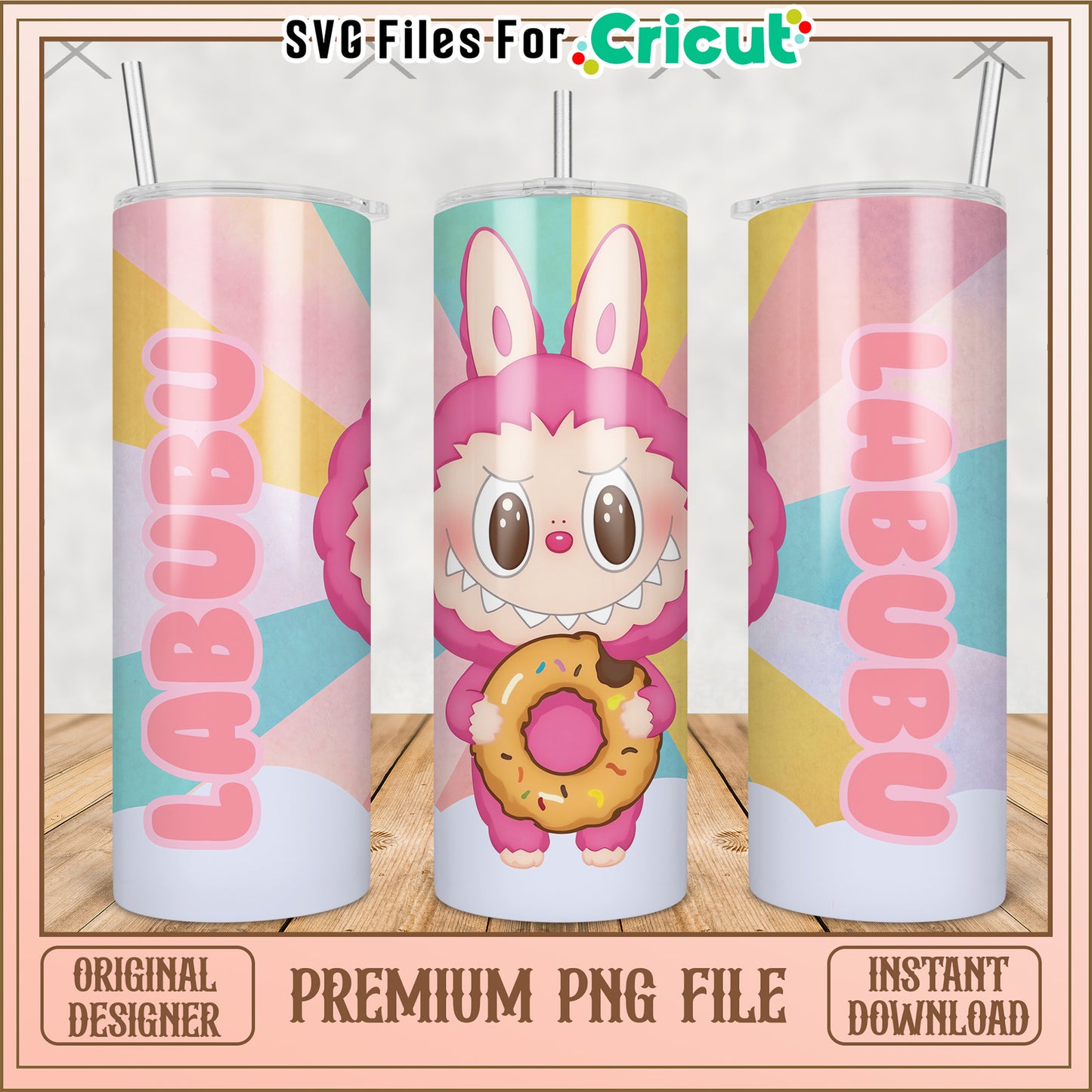 Pink labubu tumbler illustration png, labubu doll png, labubu toys png