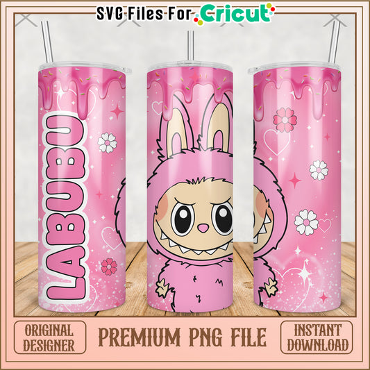 Pink labubu tumbler png, labubu macaron​ png, the monsters labubu​ png