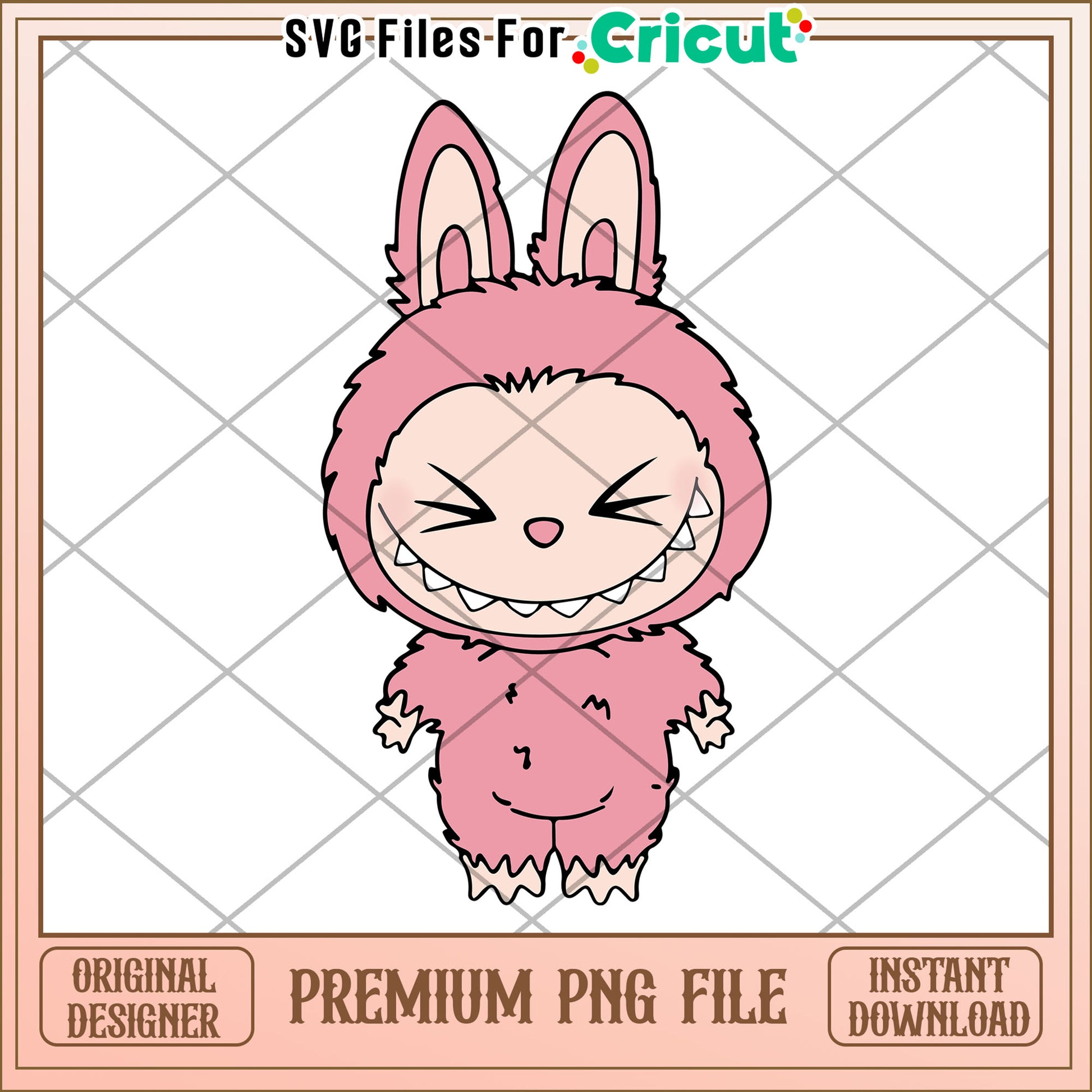 Pink labubu wink png, labubu png, have a seat labubu​ png