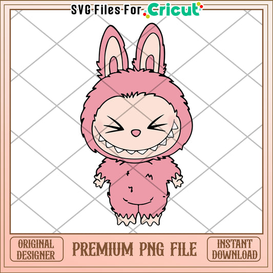 Pink labubu wink png, labubu png, have a seat labubu​ png