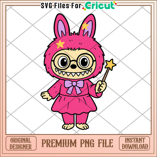 Pink labubu witch png, secret labubu​ png, labubu art​​​ png